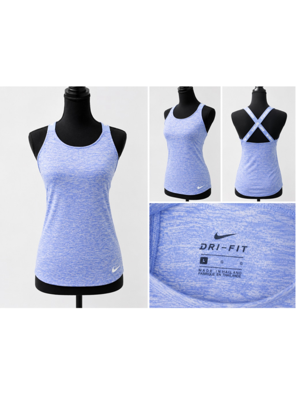 Nike Dri-FIT Blue Heather Racerback Tank Top Women’s Large Athletic Top